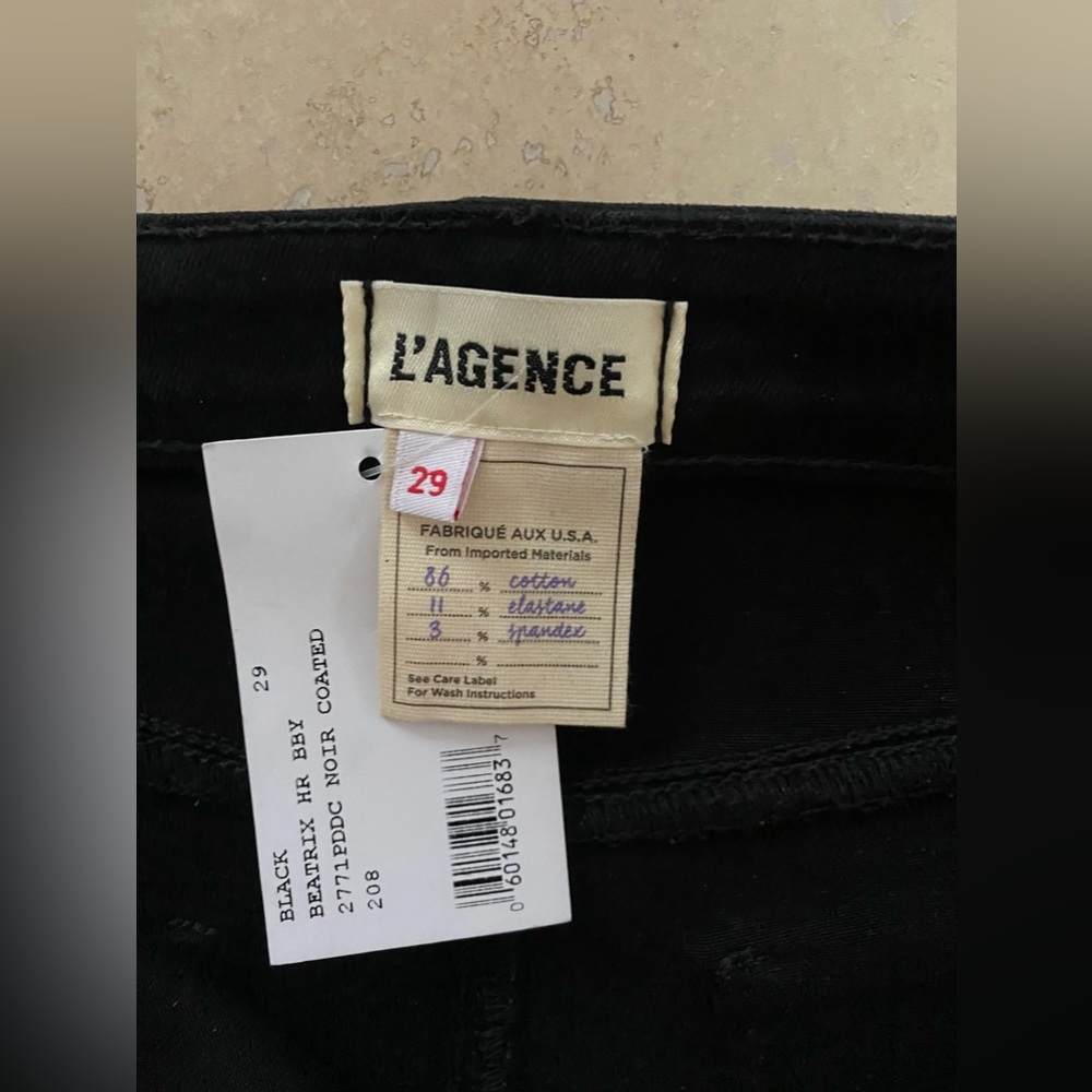 L'AGENCE Beatrix Coated Split-Hem Bootcut Jeans in Black Size 29 NWT - Picture 6 of 11
